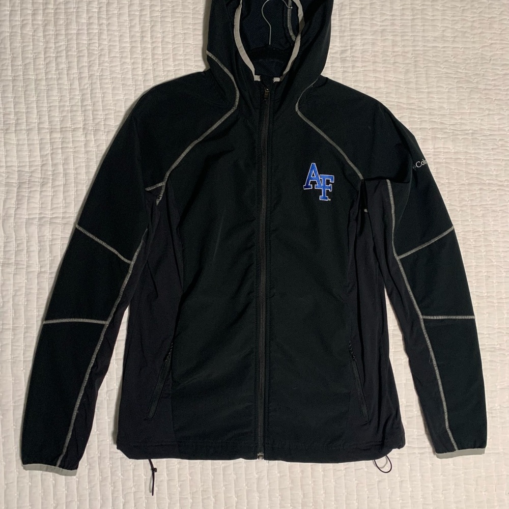 Columbia Black Hooded Jacket with Air Force Logo